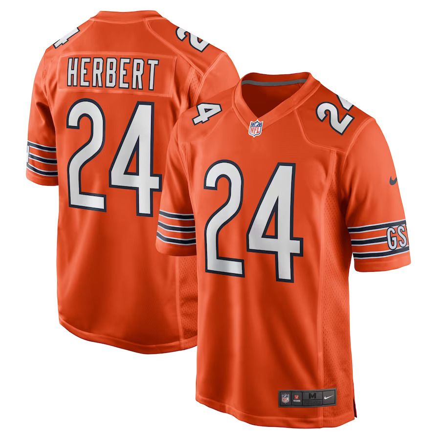 Men Chicago Bears #24 Khalil Herbert Nike Orange Alternate Game Player NFL Jersey